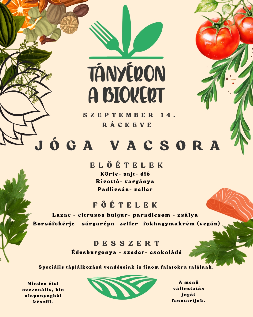 Jóga vacsora - Október 12. (szombat) - étel és jóga csomag - Image 2